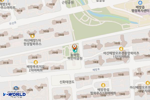 늘해랑어린이공원(공수4호공원) 위치 지도 — 충청남도 아산시 배방읍 공수리 629
