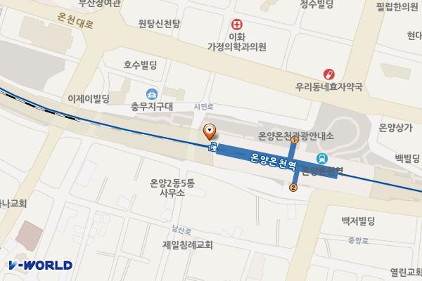 방문객센터(1층) 위치 지도 — 충청남도 아산시 온천동 56-9