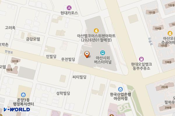 고속버스터미널 위치 지도 — 충청남도 아산시 모종동 557-3