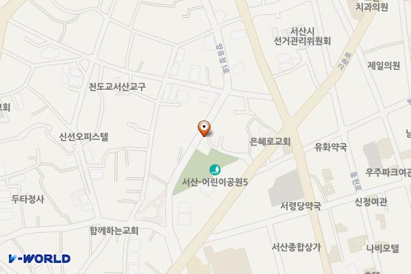 양유정어린이공원 위치 지도 — 충청남도 서산시 양유정1로 20, 공중화장실 (읍내동)