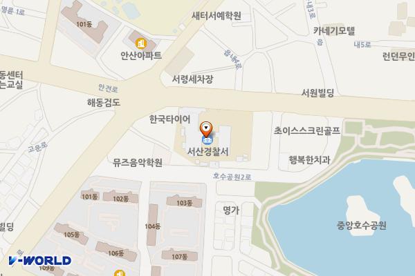 서산경찰서 공중화장실(2층) 위치 지도 — 충청남도 서산시 안견로 327, 서산경찰서 2층 (읍내동)