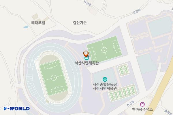 서산시민 체육관 위치 지도 — 충청남도 서산시 안견로 661, 종합운동장 (갈산동)