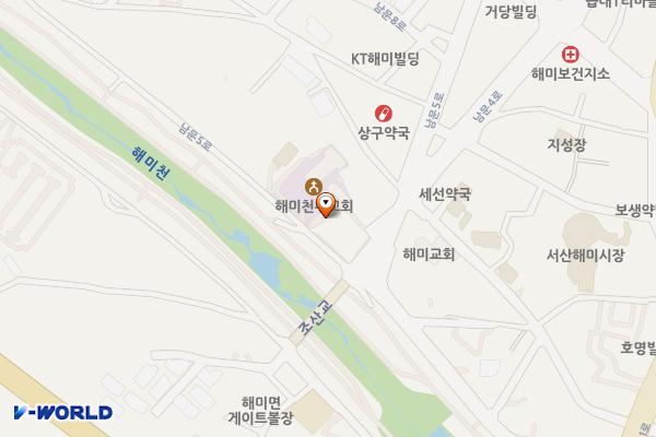 버스승강장 위치 지도 — 충청남도 서산시 해미면 남문5로 30-8, 공중화장실
