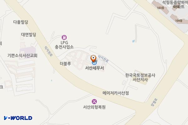 서산세무서 공중화장실 위치 지도 — 충청남도 서산시 덕지천로 145-6, 서산세무서 (석림동)
