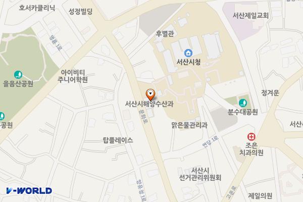 서산시민공원 위치 지도 — 충청남도 서산시 관아문길 1, 서산시청 (읍내동)