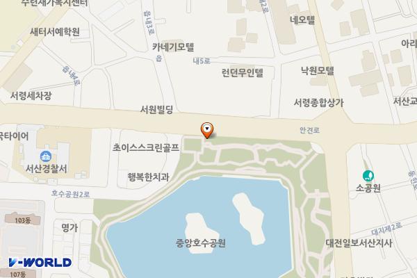 중앙호수공원 위치 지도 — 충청남도 서산시 호수공원2로 40, 공중화장실 (읍내동)