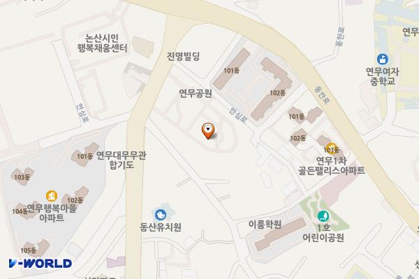 쌈지숲공원 위치 지도 — 충청남도 논산시 연무읍 안심로 144