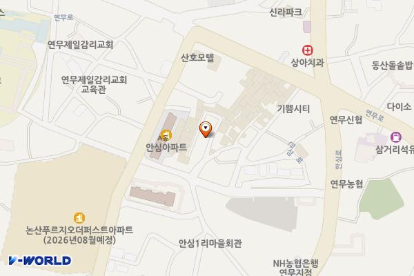 연무안심시장 공설장옥 위치 지도 — 충청남도 논산시 연무읍 연무로166번길 7-19, 연무안심시장