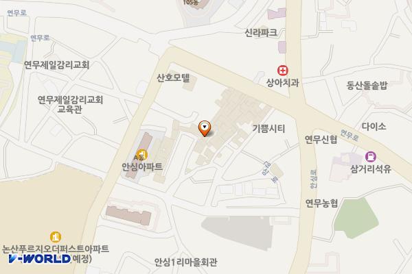 안심시장 주차장 위치 지도 — 충청남도 논산시 연무읍 안심리 19-38