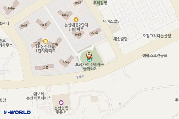 복음자리주택지구 놀이터 위치 지도 — 충청남도 논산시 내동 1110