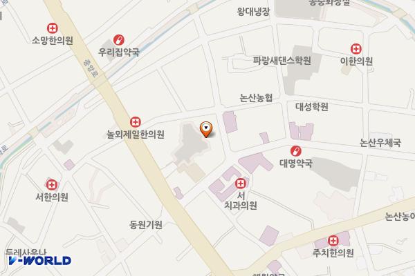 화지시장 첨단간이 위치 지도 — 충청남도 논산시 중앙로 486