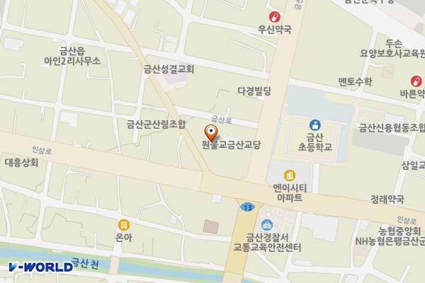 한길공원 위치 지도 — 충청남도 금산군 금산읍 상리176번지 43호