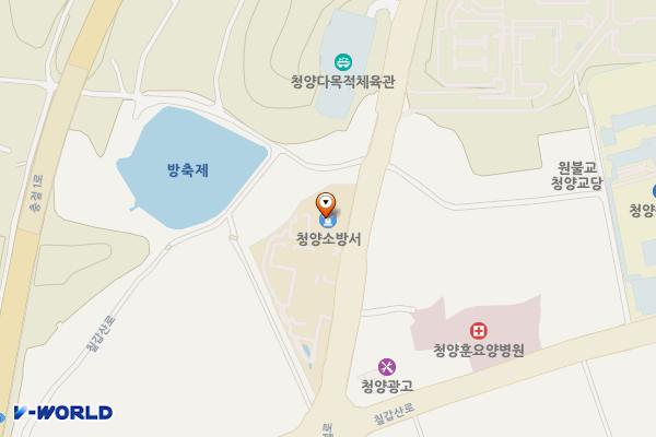 청양소방서 화장실 3층 위치 지도 — 충청남도 청양군 충절로 1187