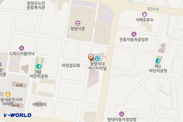 청양시내버스터미널 위치 지도 — 충청남도 청양군 청양읍 중앙로3길 4