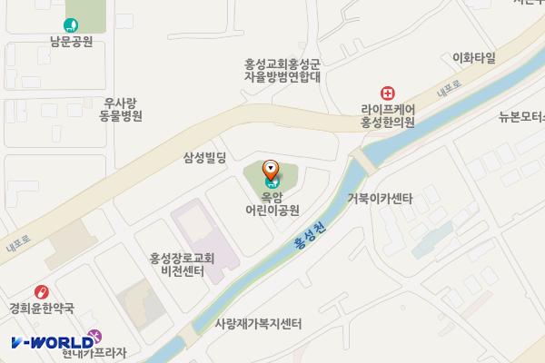 옥암공원(우체국뒤) 위치 지도 — 충청남도 홍성군 홍성읍 충서로1322번길 40