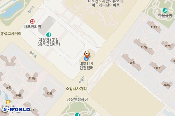 내포119안전센터 화장실 위치 지도 — 충청남도 홍성군 홍북읍 의향로 133