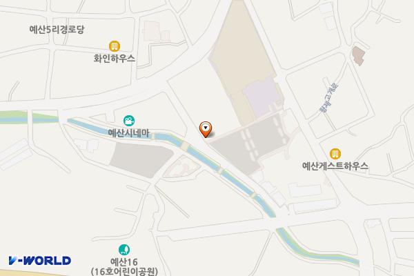 예산상설시장 주차장(1) 위치 지도 — 충청남도 예산군 예산읍 관양산길 19-1