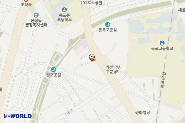 반석교회 옆 노상 위치 지도 — 전남광주통합특별시 목포시 산정로 225