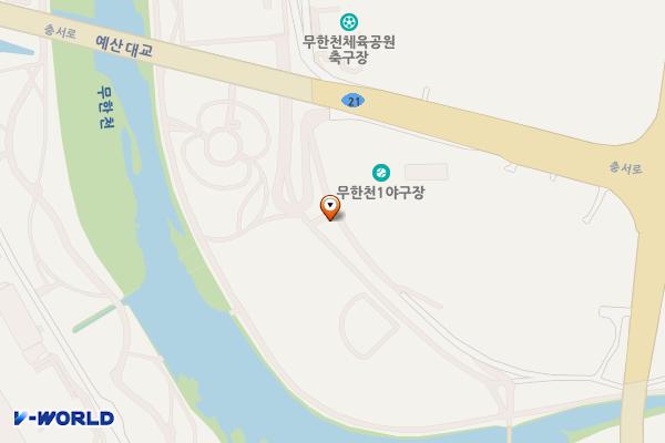 무한천 둔치공원 화장실(2) 위치 지도 — 충청남도 예산군 예산읍 충서로 816, 무한천둔치공원화장실(2)