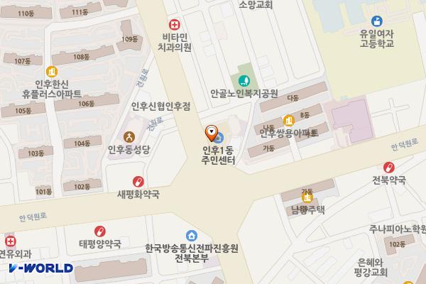 인후1동주민센터 화장실 위치 지도 — 전북특별자치도 전주시 덕진구 견훤로 290