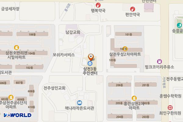 삼천3동주민센터 위치 지도 — 전북특별자치도 전주시 완산구 삼천천변2길 37
