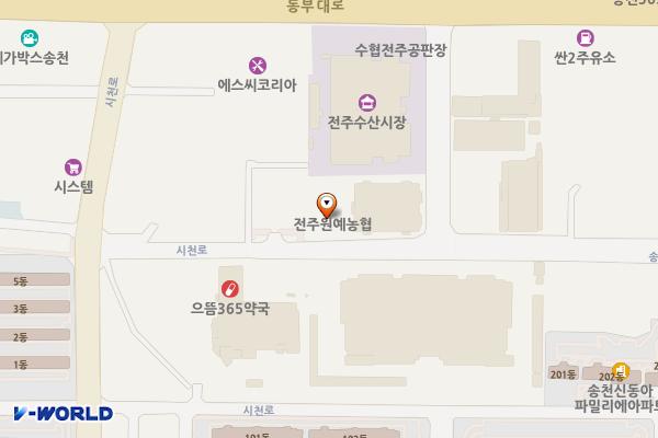 농수산물도매시장(전주청과동) 위치 지도 — 전북특별자치도 전주시 덕진구 동부대로 1183