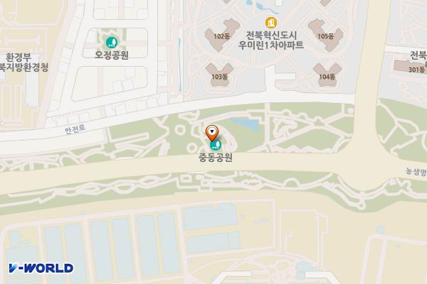 중동공원 위치 지도 — 전북특별자치도 전주시 덕진구 농생명로 357