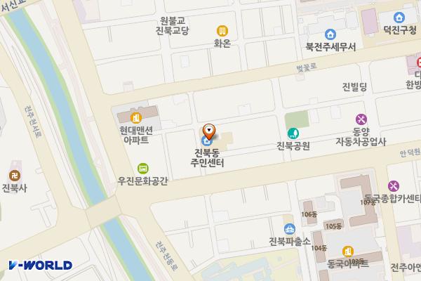 진북동주민센터 화장실 위치 지도 — 전북특별자치도 전주시 덕진구 벚꽃1길 8