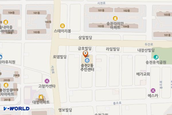 송천2동주민센터 위치 지도 — 전북특별자치도 덕진구 두간9길 6