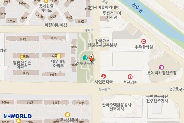 선수촌 위치 지도 — 전북특별자치도 전주시 완산구 온고을로 30-9