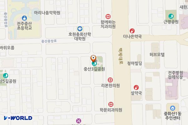중산5길 위치 지도 — 전북특별자치도 전주시 완산구 중산5길 16-3