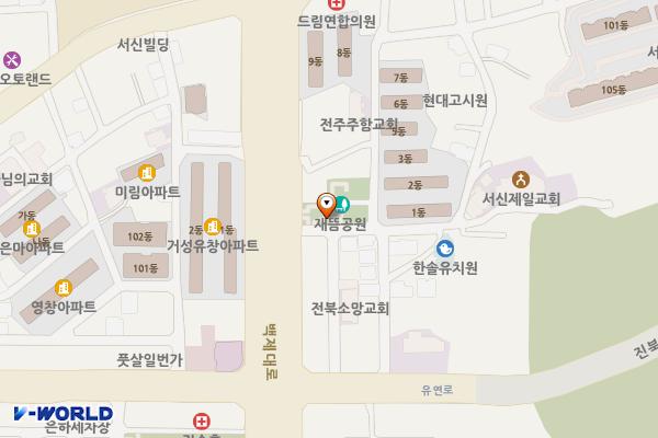 재뜸 위치 지도 — 전북특별자치도 전주시 완산구 잿뜸1길 24