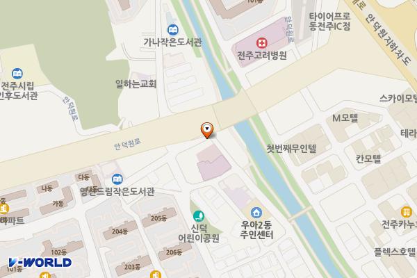 우아동성당 인근 하천 공중화장실 위치 지도 — 전북특별자치도 전주시 덕진구 진버틀7길 36