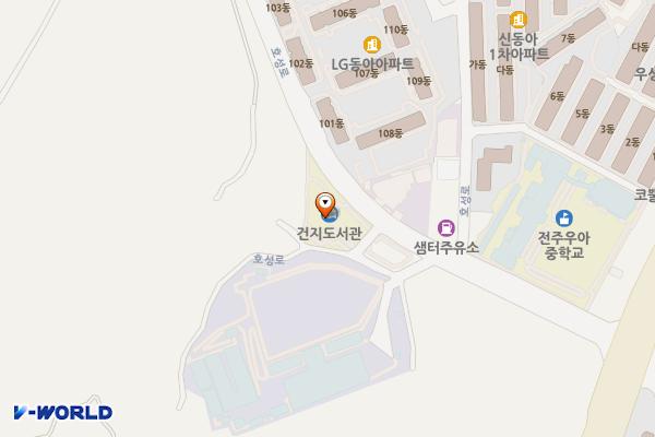 건지도서관 화장실 위치 지도 — 전북특별자치도 전주시 덕진구 호성로 25