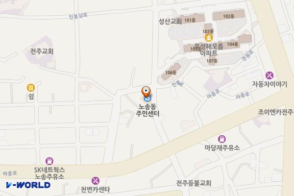 노송동 주민센터 위치 지도 — 전북특별자치도 전주시 완산구 인봉1길 54