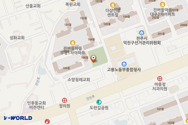 진버들공원 위치 지도 — 전북특별자치도 전주시 덕진구 진버들3길8-9