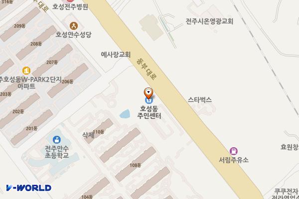호성동주민센터 위치 지도 — 전북특별자치도 전주시  덕진구 동부대로 869