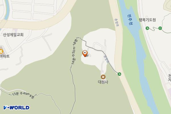 산성공원(좁은목약수터) 위치 지도 — 전북특별자치도 전주시 완산구 춘향로 5377-31