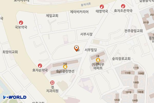 서부시장 공중화장실(주차장) 위치 지도 — 전북특별자치도 전주시 완산구 효동2길 26