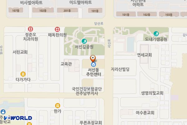 서신도서관 화장실 위치 지도 — 전북특별자치도 전주시 완산구 서신천변14길 10