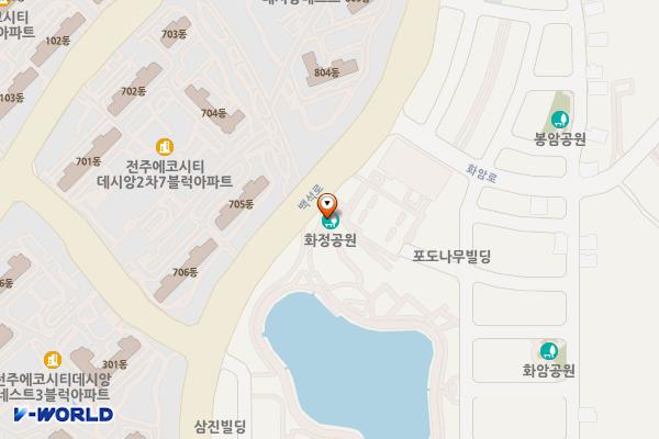 화정공원 위치 지도 — 전북특별자치도 전주시 덕진구 백석로 40 (송천동2가)
