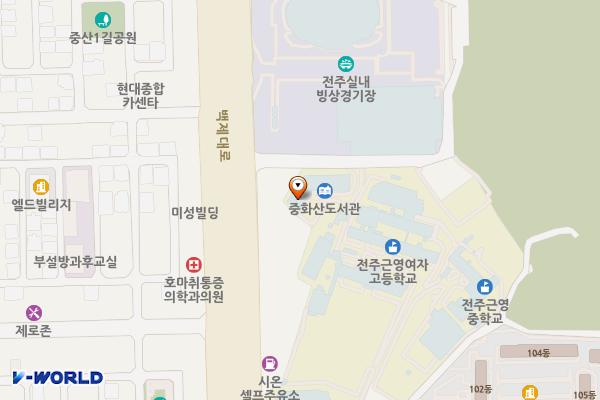 전주시립도서관 꽃심 화장실 위치 지도 — 전북특별자치도 전주시 완산구 백제대로 306