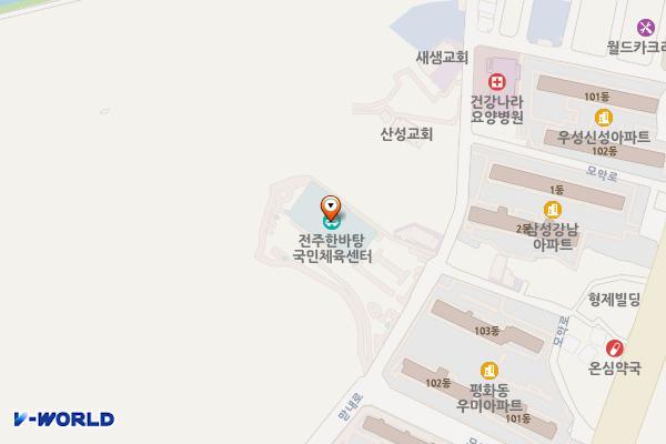 한바탕국민체육센터 위치 지도 — 전북특별자치도 전주시 완산구 맏내로 99