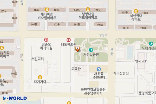 서신길공원 위치 지도 — 전북특별자치도 전주시 완산구 당산로 56