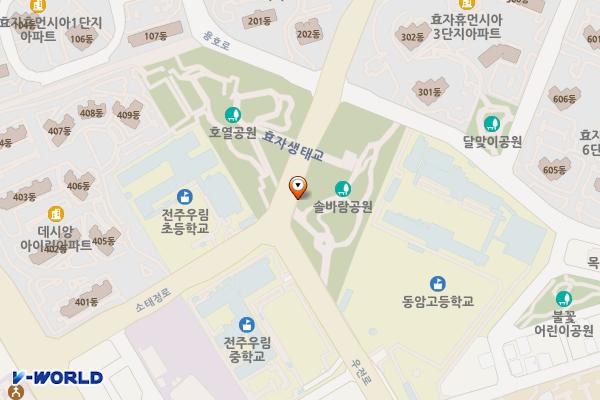 솔바람공원 위치 지도 — 전북특별자치도 전주시 완산구 우전로 130