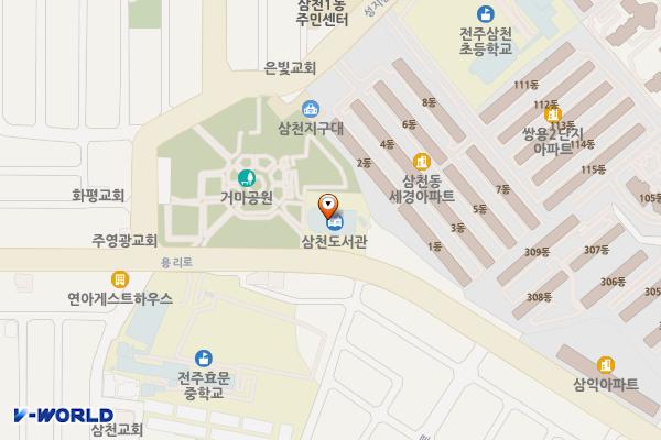 삼천도서관 화장실 위치 지도 — 전북특별자치도 전주시 완산구 용리로 107