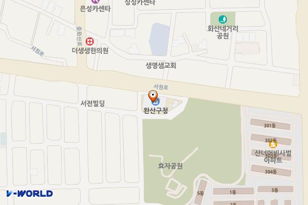 완산구청 위치 지도 — 전북특별자치도 전주시 완산구 서원로 232
