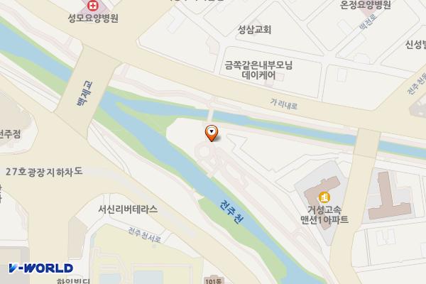 자원봉사센터 인근 하천공중화장실 위치 지도 — 전북특별자치도 전주시 덕진구 전주천자전거길 1072 (진북동)