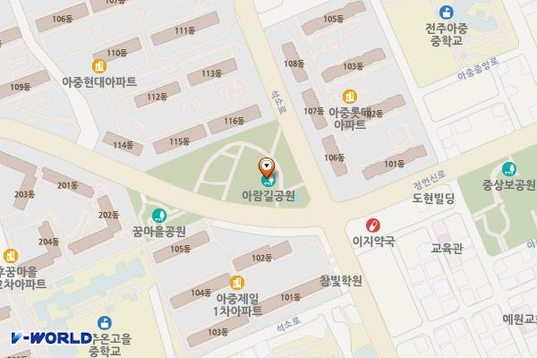 아람길공원 위치 지도 — 전북특별자치도 전주시 덕진구 정언신로 131