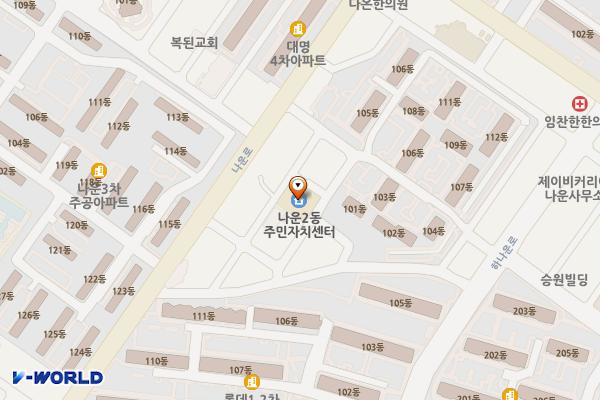 나운2동 주민센터 3층 위치 지도 — 전북특별자치도 군산시 나운3길 16